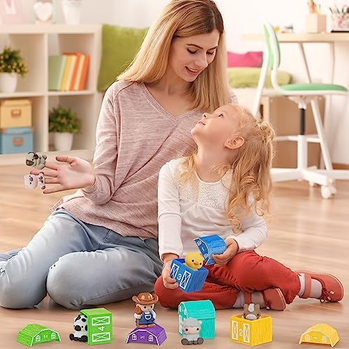 20 PCS Farm Animal Barn Playset & Finger Puppets,Farm Toys for Toddlers 1-3 - Image 6