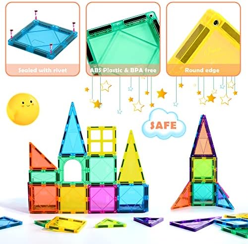 cossy 32Pcs Magnet Tiles Magnetic 3D Building Blocks Set Educational Construction Toys for 3+ Year Kids with Stronger Magnets, Rivets-Fastened, Inspirational, Recreational, Educational, Conventional - Image 4