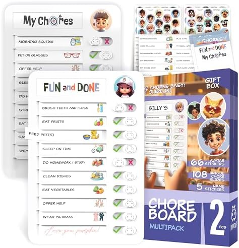 Chore Chart for Kids – Daily Routine Chart for Kids with Checklist & Stickers, Magnetic Kids Chore Chart – 360 Pcs Set of Chore Board Visual Schedule for Kids with Autism & Best ADHD Tools for Kids by Hippotale