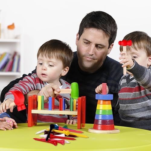 12Pcs Hammer Toys with 100Pcs Small Wooden Hammer Simulation Fake Hammer Maintenance Tools,Toy Hammer Plastic Toddler Claw Hammer Portable Toys Pretend Play Fake Mallet Hammer for Boys Girls - Image 6
