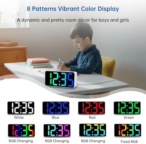 DreamSky Small Digital Alarm Clock for Bedroom, RGB Desk Clock for Kid Girl - Image 3