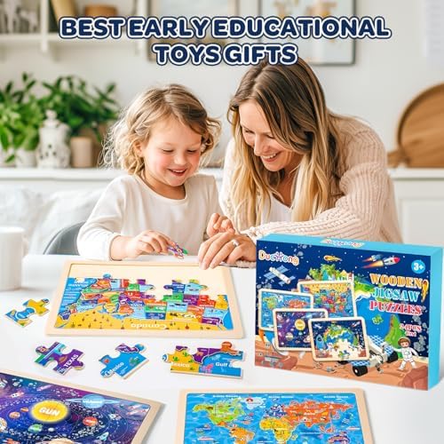 Puzzles for Kids Ages 4-6, 4 Packs 24 Pcs Wooden Jigsaw Puzzles for Toddlers Ages 2-4, Preschool Educational Map Puzzle Toys Gifts for 3 4 5 6 Boys Girls - Image 6