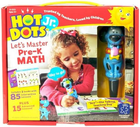 Educational Insights Hot Dots Jr. Let's Master Pre-K Math Set, Homeschool & School Math Workbooks, 2 Books & Interactive Pen, 100 Lessons, Ages 4+ by EducationalInsights