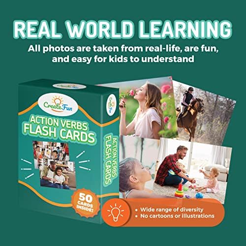 CreateFun 50 Action Verbs Flash Cards for Speech Therapy & ESL Vocabulary - Image 5