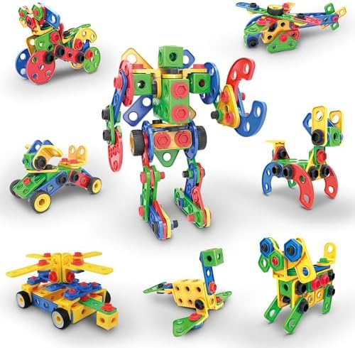PicassoTiles 152pc STEM Construction Toy Building Set for Kids Ages 3+ Includes Power Drill, Ratchet, Idea Book, Storage Box Educational Engineering Science Kit & Sensory Toys for Boys & Girls PTN152 by PicassoTiles