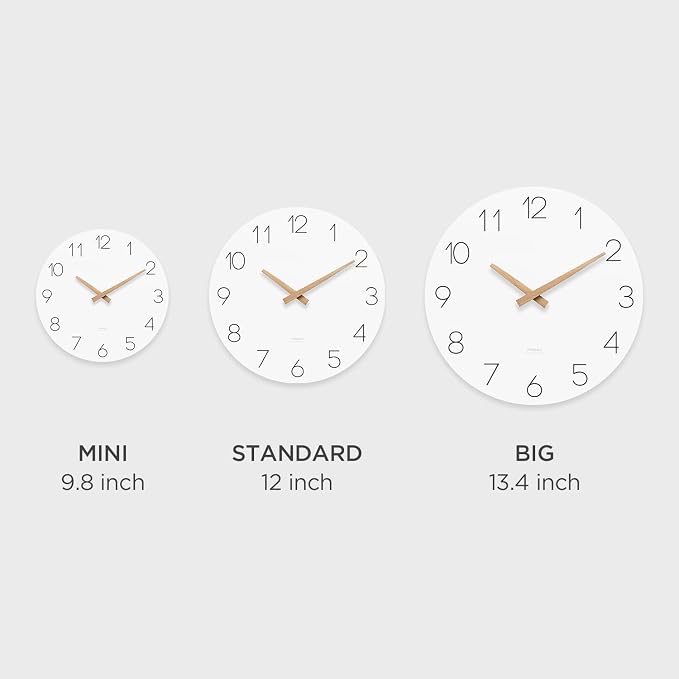 mooas Flatwood Wall Clock (Wood Big),13" Non-Ticking Sweep Movement - Image 2