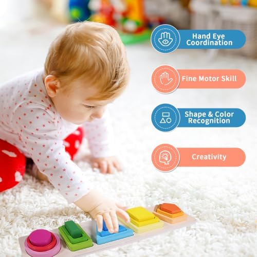 Montessori Toys for 1 Year Old, Stacking Toys Shape Sorter for Toddlers 1-3 - Image 3