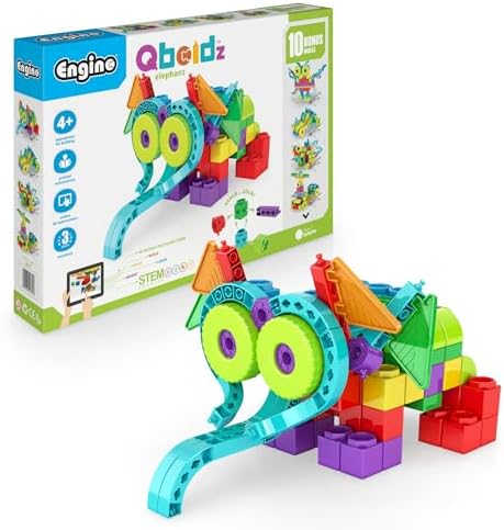 Engino QBOIDZ, Elephant Explorer, Building Blocks Ages 4+, STEM Toys for Boys & Girls, Building Toys, Preschool Educational Set, Montessori (10 Models) by Engino