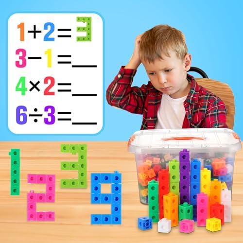 Jenaai 300 Pcs Linking Cubes with Storage Box, Colorful 2cm Math Counting Blocks, Stem Classroom Manipulatives, Back to School Gifts for Preschool Homeschool Teacher Kids(Orange) - Image 4