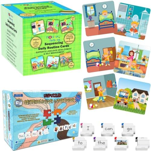 Thought-Spot Sequencing Daily Routine Cards for Speech Social Cognitive and Emotional Development and Sentence and Story Building 2 in 1 Game by PositiveParening