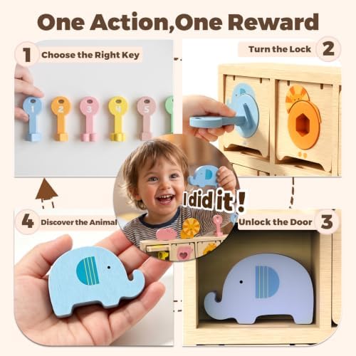 Montessori Toys for 2 Year Old|Wood Lock and Key Toddler Learning Toys - Image 4