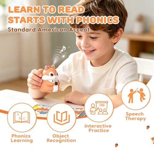 Phonics 55 Double-Sided Flash Cards with Squirrel Talking Pen Set, Over 800 Words Early Educational Learning Toys for Ages 2-6, Interactive Speech Book Card Game Gift, Homeschool Learning Supplies - Image 4