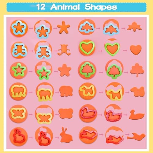 LCY WEDSHI Dough Tool Set, 22 Pcs Dough Tools Sets for Kids Ages 4-8, Dough Accessories Includes Cutters Roller, Rolling Pins, Safety Scissors, Plastic Knife, Animal Shapes Cutters - Image 4