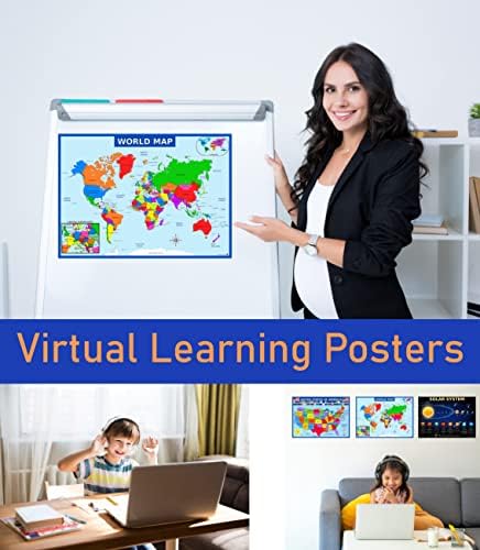 World Map, United States Map, and Solar System Poster with Extra Features – Laminated 14x19.5 in – Educational Posters, Classroom Decorations, Teachers Supplies, Virtual Learning for Kids, Homeschool Decor - Image 7