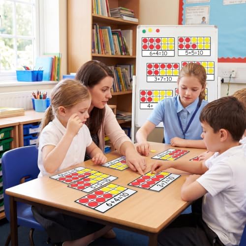 Ireer 60 Sets Bulk Magnetic Ten Frames for Classroom 600 Magnetic Math Counters and 60 Boards Kindergarten Classroom Must Haves Math Manipulatives for Home Prek Preschool Elementary(Red Yellow) - Image 5