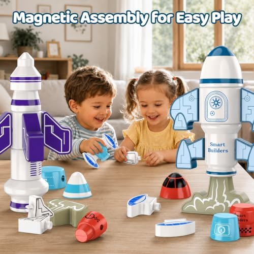 Magnetic Robot Building Toy, STEM Magnet Rocket Toys Set for Kids Age 3-5 - Image 4