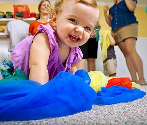 Lolakee Dance Scarves 12 Pcs Juggling Scarves for Kids Play Silk Scarve for Babies Toddlers Children Movement Learning Education Musical Accessories Colorful Scarfs Magic Tricks Performance (Blue) - Image 3