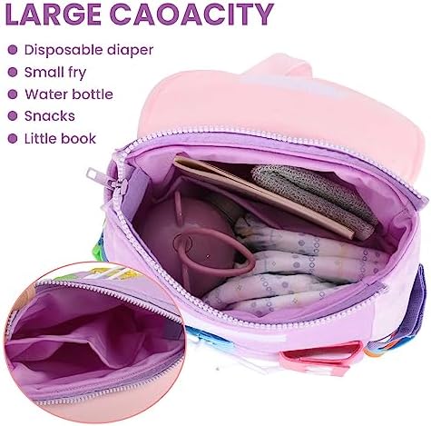 Busy Board - Toddler Backpack with Buckles and Learning Activity Toys - Develop Fine Motor Skills and Basic Life Skills - Learn to Tie Shoes - Children's Travel Toy (Purple) - Image 4
