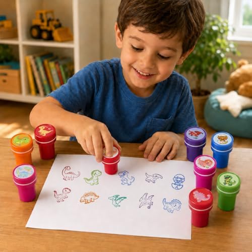 Cinrobiye 24 Pcs Dinosaur Stampers Party Favor Set, Cute Dino Stamps for Kids Birthday Party, Classroom Rewards, Carnival Prizes, Goody Bag Fillers, Dinosaur Themed Party Supplies - Image 6