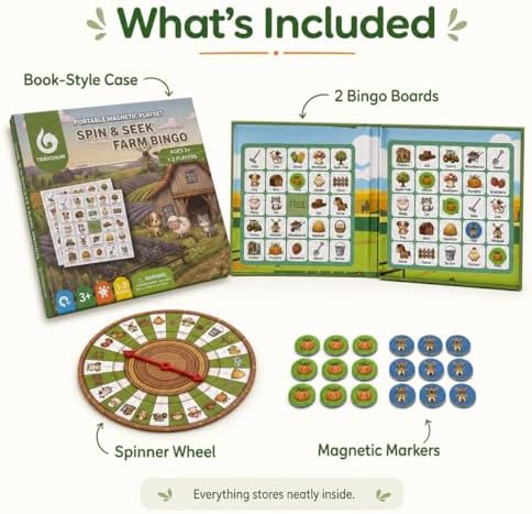 Travofun Farm Bingo Game, Magnetic Travel Toy for Kids 3 and Up, Ideal for Road Trips - Image 6