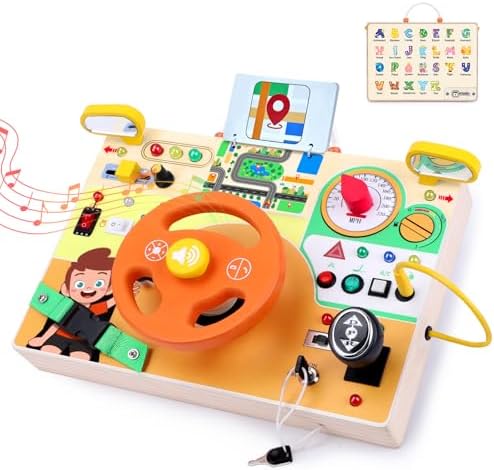 Grarain Busy Board for Toddlers - Montessori Educational Toy for 1-3 Year Old Boys & Girls | Travel-Friendly Sensory Learning Activity | Ideal for Kids with Autism(Busy Board v6) by Grarain