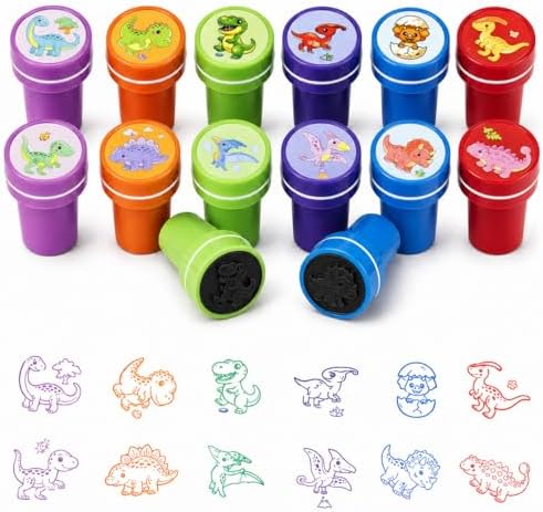 Cinrobiye 24 Pcs Dinosaur Stampers Party Favor Set, Cute Dino Stamps for Kids Birthday Party, Classroom Rewards, Carnival Prizes, Goody Bag Fillers, Dinosaur Themed Party Supplies by Cinrobiye