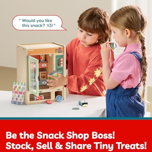 TOP BRIGHT Wooden Vending Machine Set with Snacks, Pretend Play Ages 3+ - Image 2