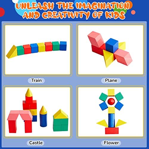 140 Pcs Mini 3D Shapes for Teaching, Wood Building Geometric Solids Blocks - Image 4