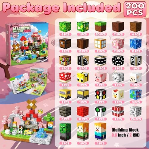 Magnetic Blocks, 200PCS Toys Building Cube Birthday Gifts for Kids - Image 3