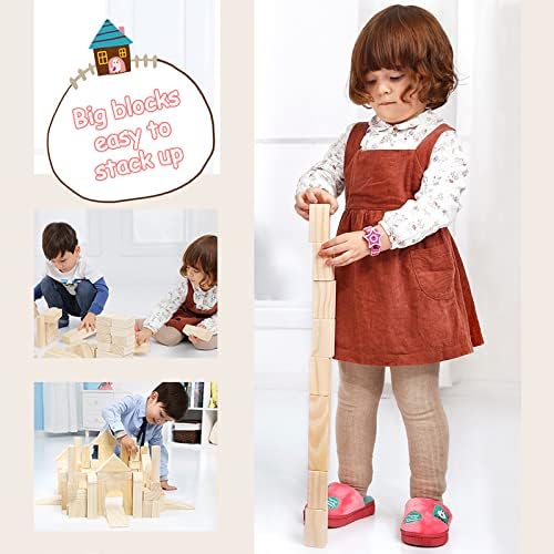 Large Wooden Blocks for Toddlers 1-3, 64Pcs Big Wood Building Blocks Set - Image 5