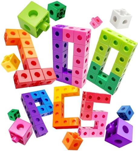 Dotimo 100PCS Math Linking Cubes, Math Cubes for Kids Ages 4-8, Counting Snap Cubes Manipulatives with 10 Colors, Preschool Learning Activities, Classroom Supplies & Homeschool (100-Cubes) by Dotimo