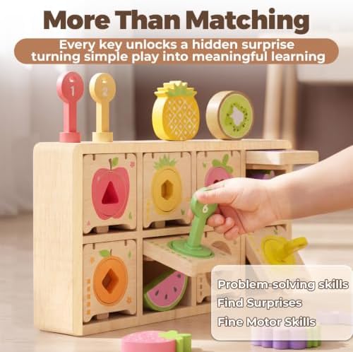 Montessori Toys for 2 Year Old|Wood Lock and Key Toddler Shape Sorter Toys - Image 6