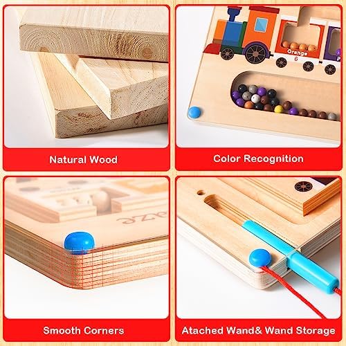 Poycuna Magnetic Color and Number Maze Board Wooden Montessori Fine Motor Skills Toys for 3 4 Year Old Preschool Learning Activities Classroom Must Haves Sorting Travel Toys for Toddlers Boys Girls - Image 5