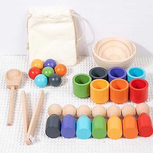 Montessori Wooden Balls in Cups Color Sorting Toy for Toddlers Ages 3+ - Image 5