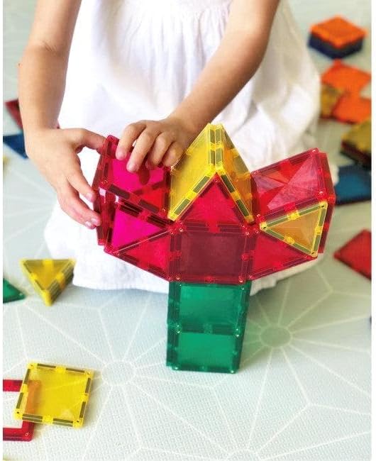 ME JO 100 PCS, Magnetic Building Blocks for Kids, Magnetic Tiles, STEM Educational Toy with Car Base, Strong Magnets Construction Set for Toddlers & Kids Birthday Gifts 3 4 5 6 7 8 9 + - Image 8