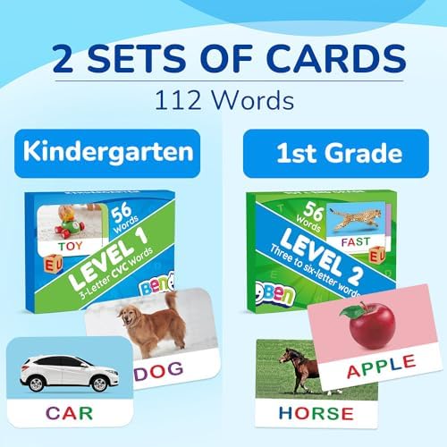 BenBen Spelling Games with Flash Cards, 112 Words, Montessori Toys for 3 4 5 6 Years Old Kids, Wooden Matching Letters Games, CVC Word Educational Learning Toys, Gift for Preschool Kindergarten - Image 2