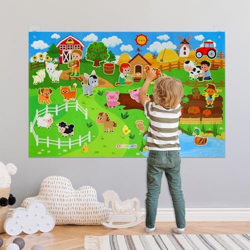 Dr.Rapeti 43x28 inch Felt Story Board Set, 41Pcs Animals Flannel Board - Image 4