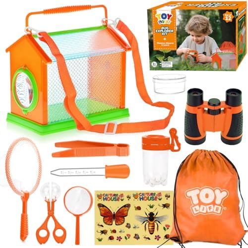 TOY Life Bug Catcher for Kids, Bug Catching Kit Kids Explorer Kit with Butterfly Net, Catching Tool, Tweezers, Magnifying Glass, Binoculars, Insect Catcher, Educational Outdoor Toys Kid Adventure Set by TOYLife