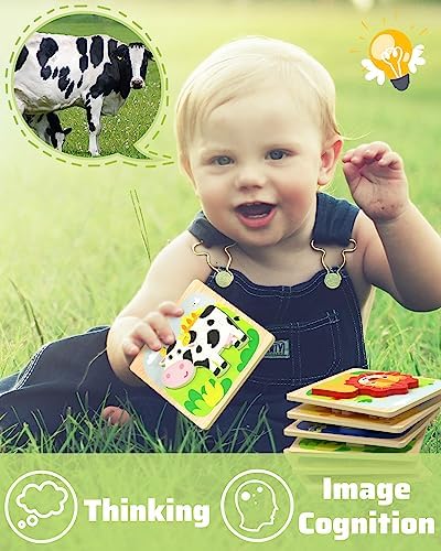 Benresive Wooden Toddler Puzzles, Montessori Toddler Toys for 1 2 Year Old - Image 3