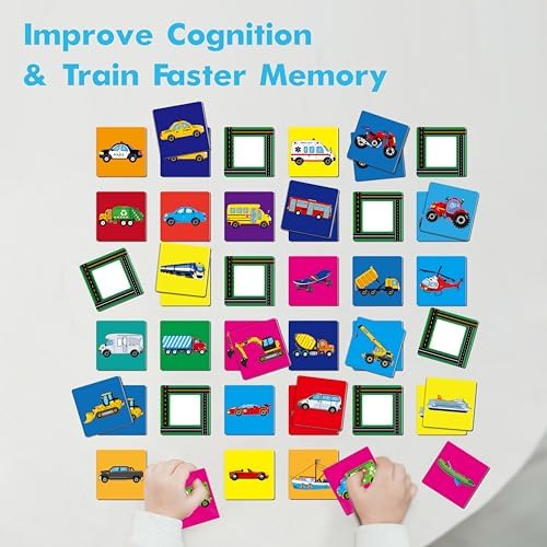 Hebayy Vehicle Matching Game, 72 PCS Traffic Memory Matching Cards for Toddlers 36 Pairs Transportation Memory Cards Educational Toys for Preschool Boys & Girls 4 5 6 Years Old - Image 5