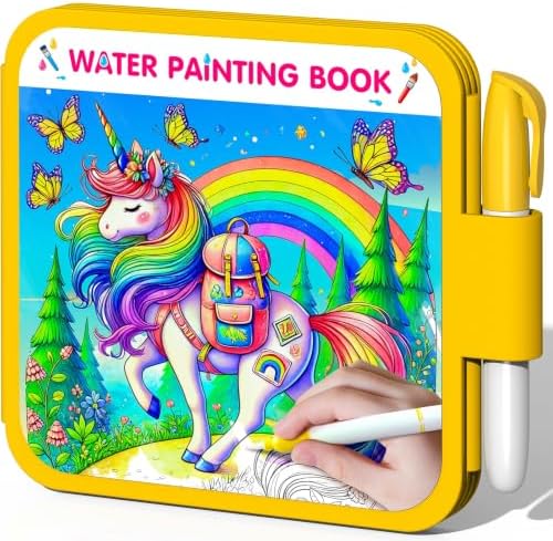 ZHOC Reusable Water Painting Books for Kids – Magic Water Reveal Coloring Books with Water Pens (Unicorn) No-Mess Coloring Book Fun Travel Activity for Ages 3 4 5 6 7 8 by ZHOC