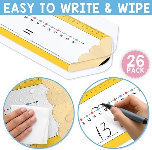 Number Line Dry Erase Boards Cards, 26 Pack 4x14 Pencil Theme - Image 5