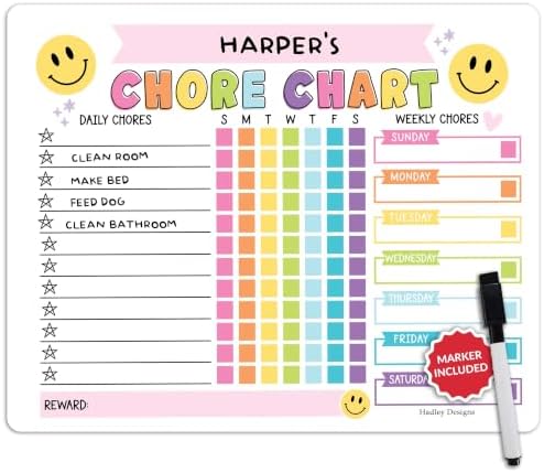 Magnetic Chore Chart for Kids Dry Erase Reward Chart for Home and Classroom by HadleyDesigns