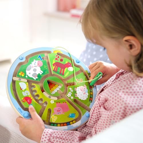 HABA Busy Board for Toddlers 2-4: Number Maze Magnetic Puzzle Game - Toddler Travel Toys for Preschoolers, STEM Toy Encourages Color Recognition, Fine Motor & Counting - Image 2