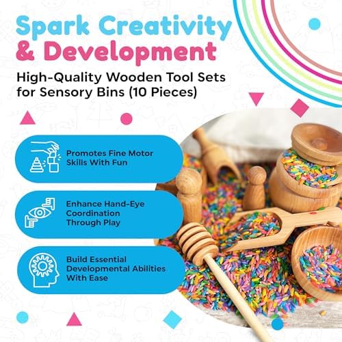 Child-Sized Wooden Tool Set for Sensory Bin, 10-Pieces - Image 2