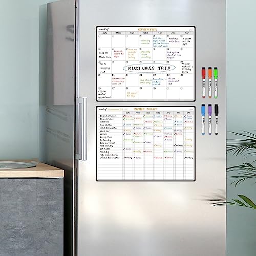 JJPRO Magnetic Dry Erase Chore Chart and Monthly Planner Whiteboard Bundle for Fridge - Chore Chart for Multiple Kids, Monthly Calendar, Behavior Chart, Reward Chart, 6 Markers - Image 4