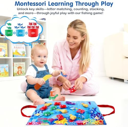 Baby Fishing Toy with Stacking Cups Montessori Toys for 1 Year Old Boy Girl - Image 3