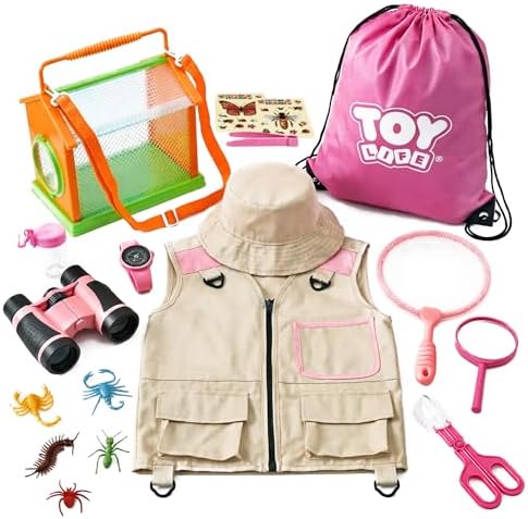 TOY Life Kids Explorer Kit with Bug Catcher for Kids, Bug Catching Kit with Bug Toys, Kid Safari Vest & Hat, Compass, Binoculars, Magnifying Glass, Educational Outdoor Toys Girls Kid Adventure Kit by TOYLife