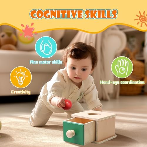 Montessori Toys for Babies 6-12 Months,1 Year Old,8 in 1 Learning Educational Set Wooden Sensory Toys for Baby Toys 12-18 Months (Includes Tissue Box Toy,Rainmaker and More) - Image 4