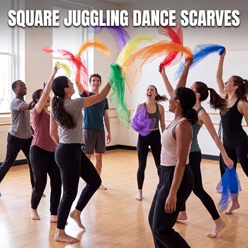 Toulite 100Pcs Juggling Scarves Bulk Dance Scarve Play Scarf Silk Colorful - Image 5